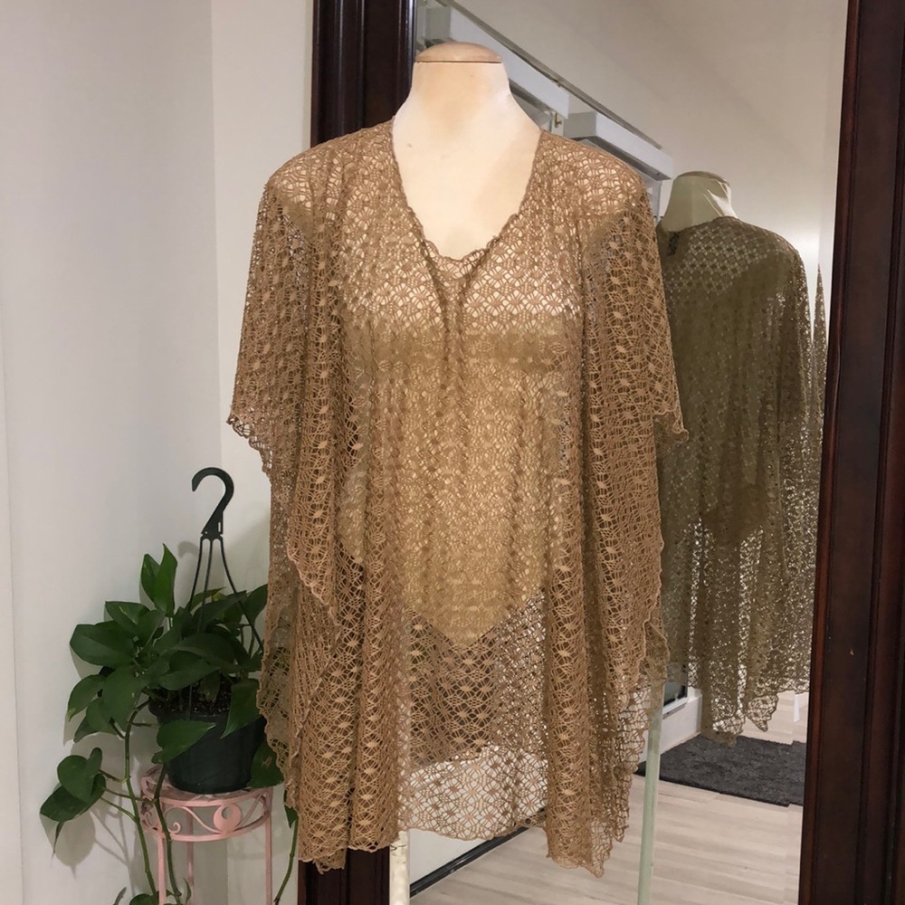 Crochet Lace Knit Wrap Shawl Cover-Up - Picture 3 of 7